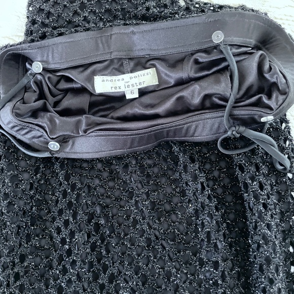 Vintage 90s Andrea Polizzi Long Bodycon Dress-Black Mesh Formal Evening Wear -S6 - Picture 8 of 8